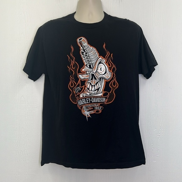 Harley Davidson -Spark Plug Skeleton Daytona Beach Florida T Shirt Medium - Picture 2 of 9